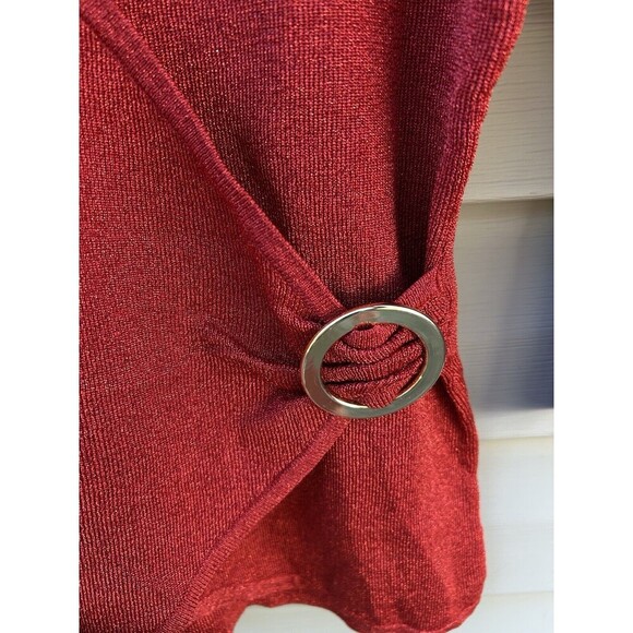 Vintage Y2K Joseph A Women’s Red Lorelei Metallic Wrap Belt Sweater Fitted M - Picture 5 of 8
